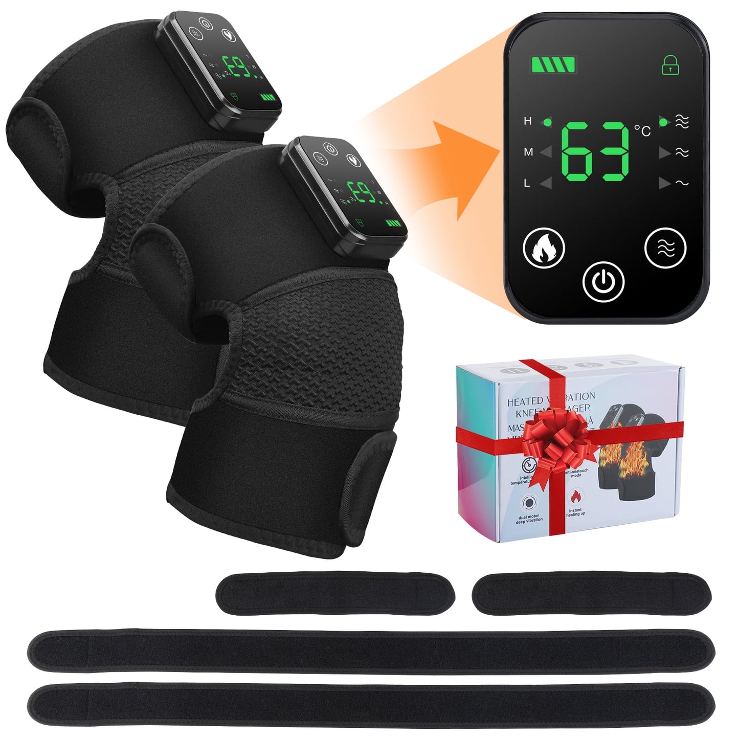 Ultimate 3-in-1 Heating Knee Massager - Portable Wireless Relief for Office, Home & Study - Perfect Gift for Relaxation!