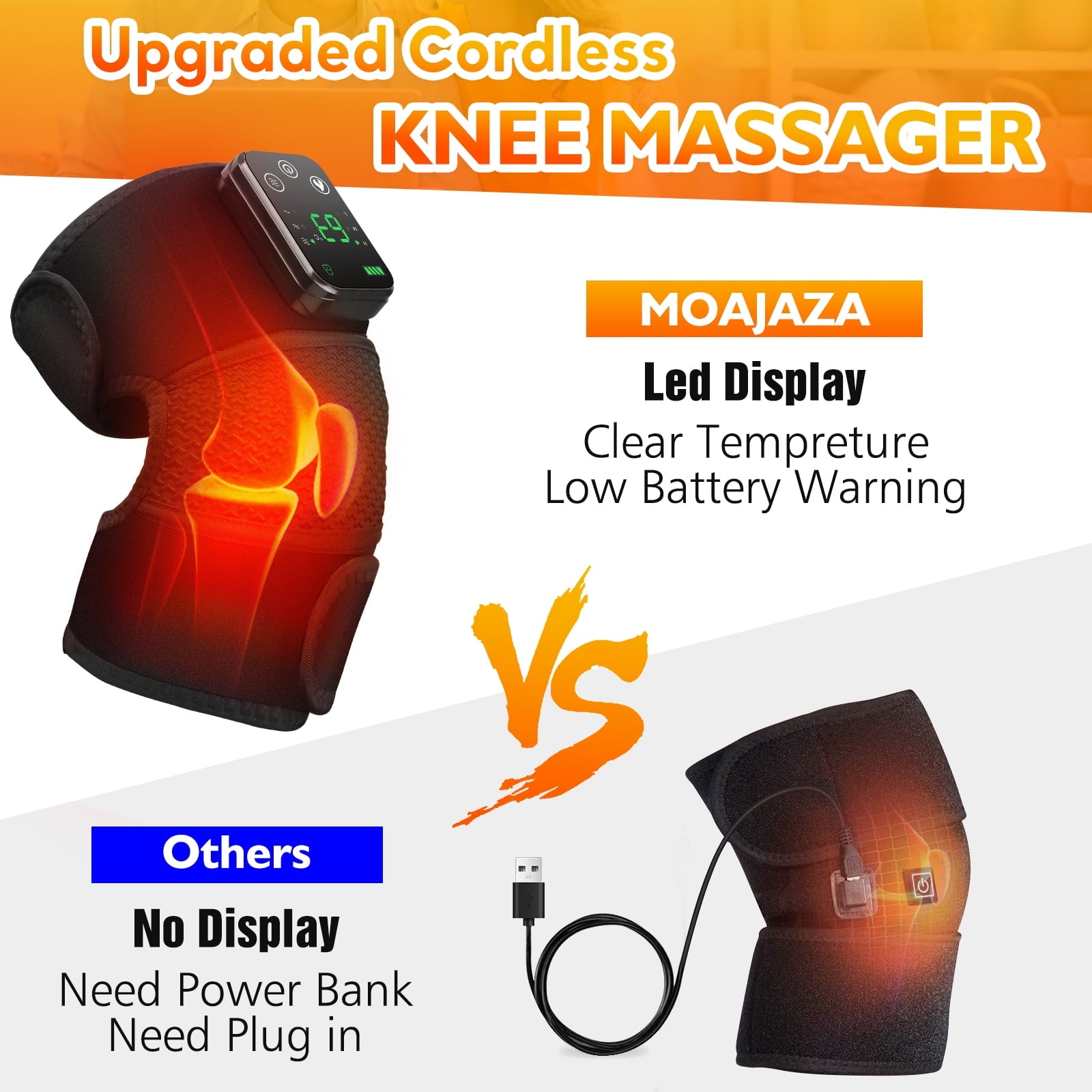 Ultimate 3-in-1 Heating Knee Massager - Portable Wireless Relief for Office, Home & Study - Perfect Gift for Relaxation!